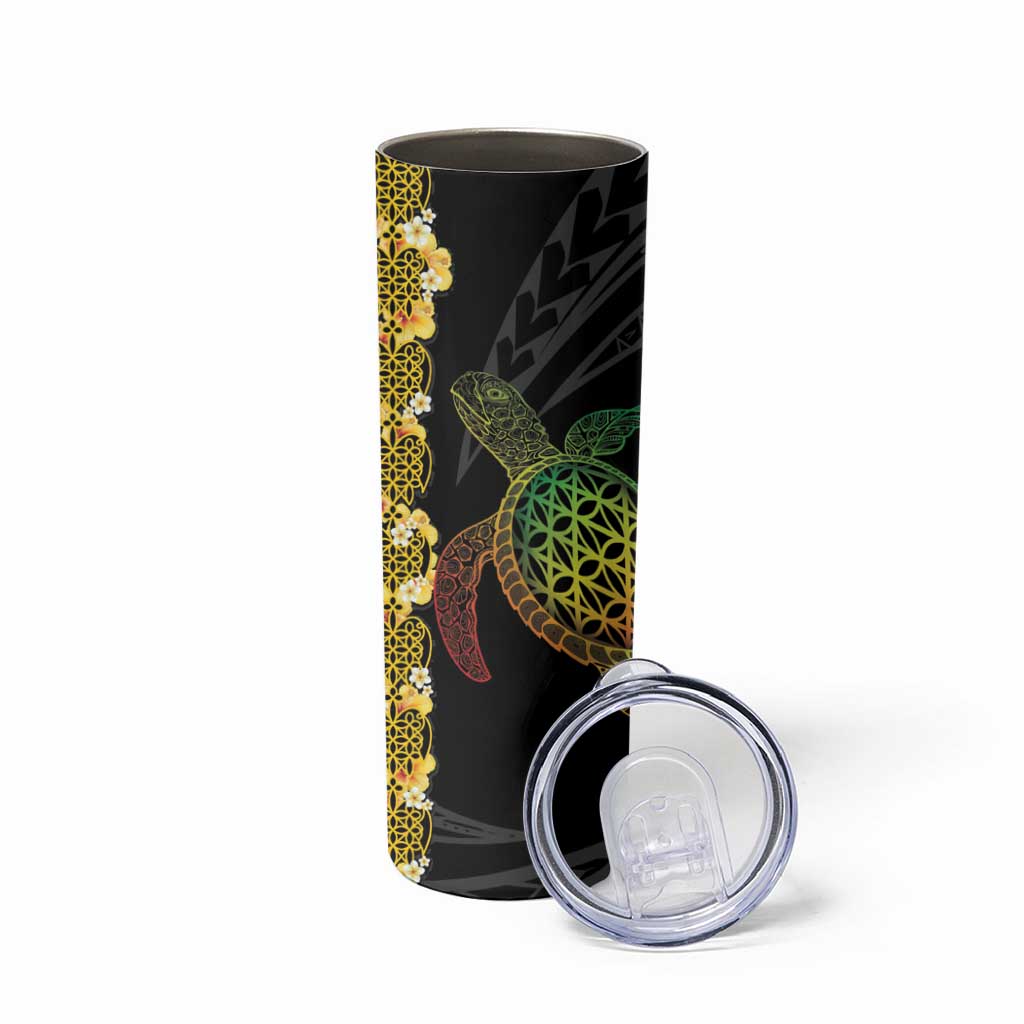 Vanuatu Sand Drawing Turtle Skinny Tumbler Happy Independence Day