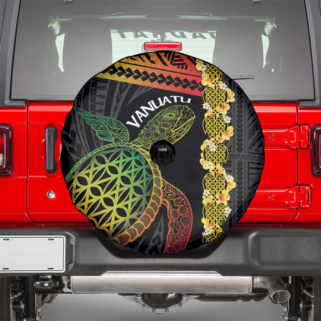 Vanuatu Sand Drawing Turtle Spare Tire Cover Happy Independence Day