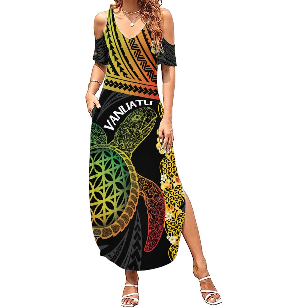 Vanuatu Sand Drawing Turtle Summer Maxi Dress Happy Independence Day
