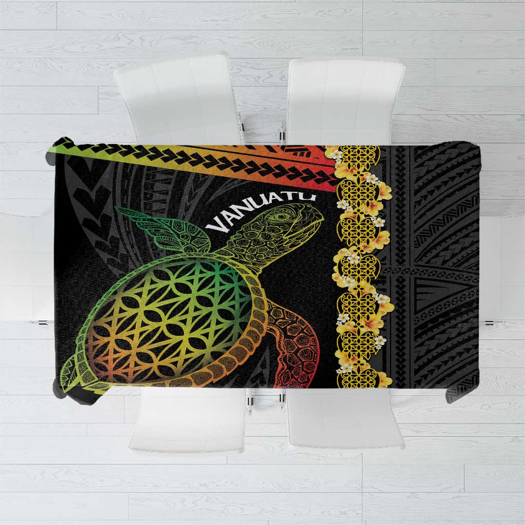Vanuatu Sand Drawing Turtle Tablecloth Happy Independence Day LT14 Black - Polynesian Pride