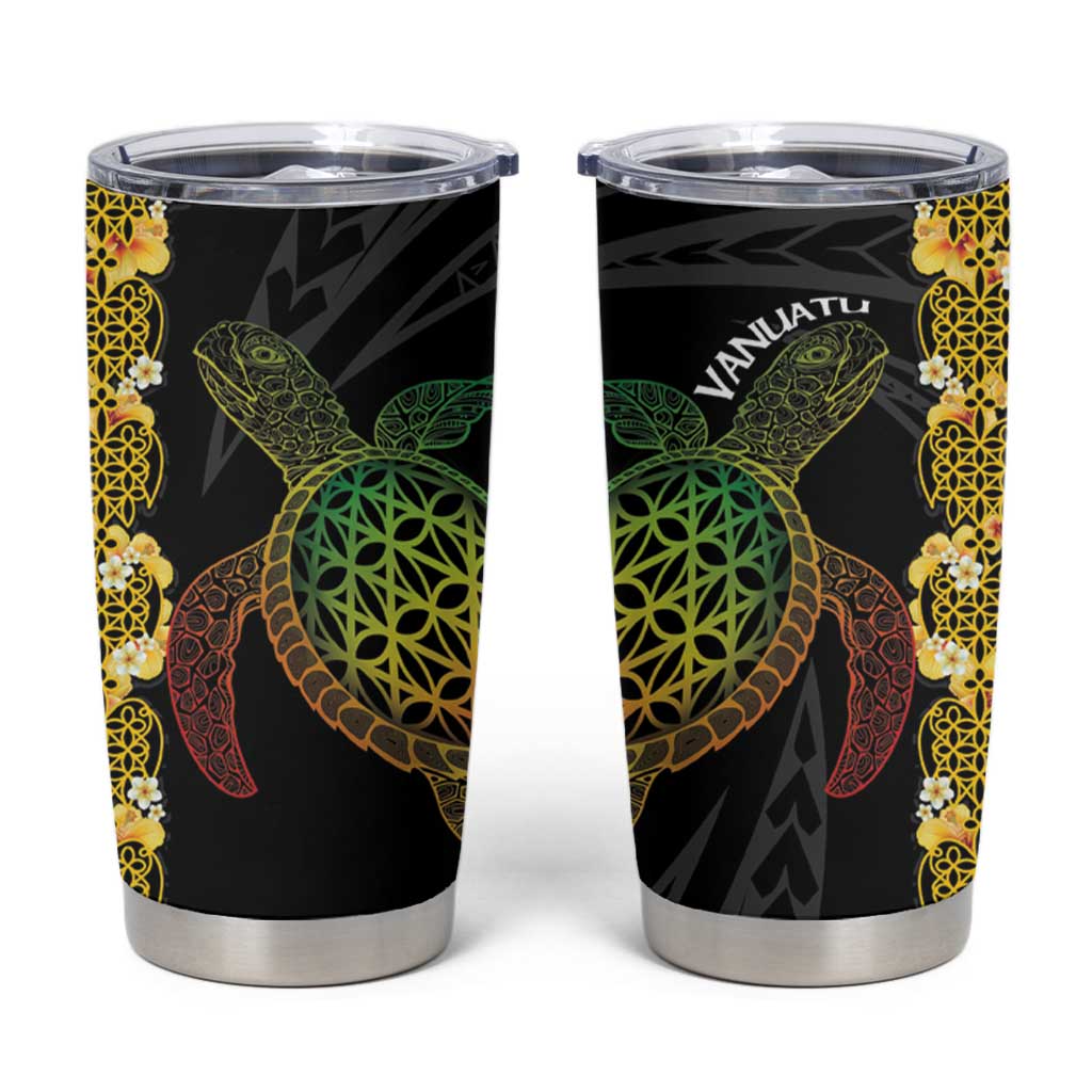 Vanuatu Sand Drawing Turtle Tumbler Cup Happy Independence Day