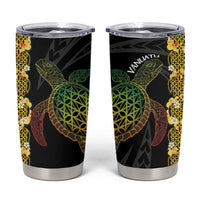 Vanuatu Sand Drawing Turtle Tumbler Cup Happy Independence Day
