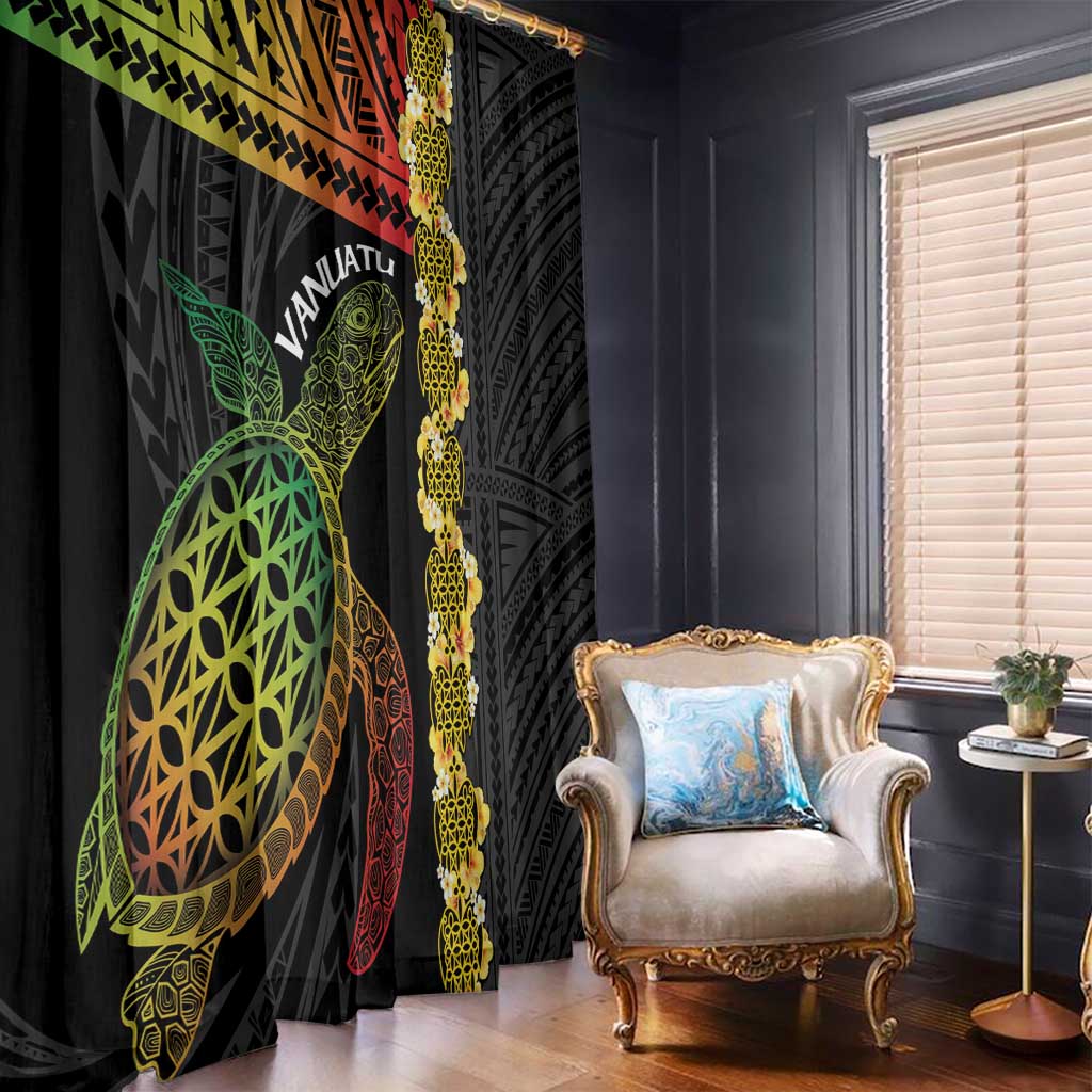 Vanuatu Sand Drawing Turtle Window Curtain Happy Independence Day LT14 - Polynesian Pride