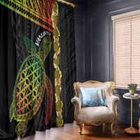Vanuatu Sand Drawing Turtle Window Curtain Happy Independence Day LT14 - Polynesian Pride