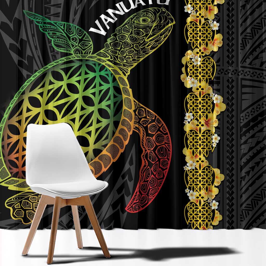Vanuatu Sand Drawing Turtle Window Curtain Happy Independence Day LT14 - Polynesian Pride