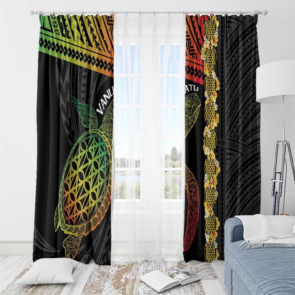 Vanuatu Sand Drawing Turtle Window Curtain Happy Independence Day LT14 - Polynesian Pride