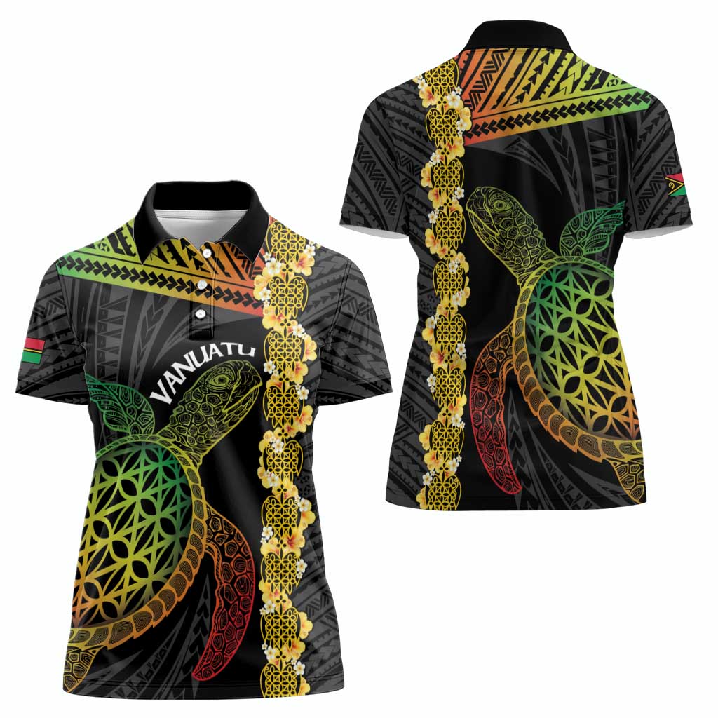 Vanuatu Sand Drawing Turtle Women Polo Shirt Happy Independence Day