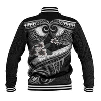 Black Polynesia Baseball Jacket Tribal Pattern Tropical Frangipani LT14 - Polynesian Pride