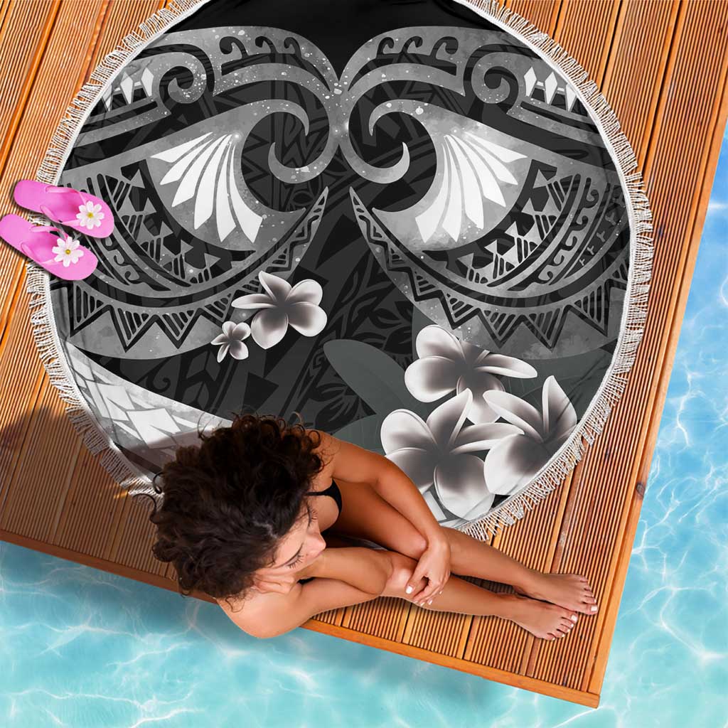 Black Polynesia Beach Blanket Tribal Pattern Tropical Frangipani LT14 - Polynesian Pride