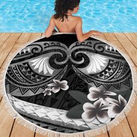 Black Polynesia Beach Blanket Tribal Pattern Tropical Frangipani LT14 - Polynesian Pride