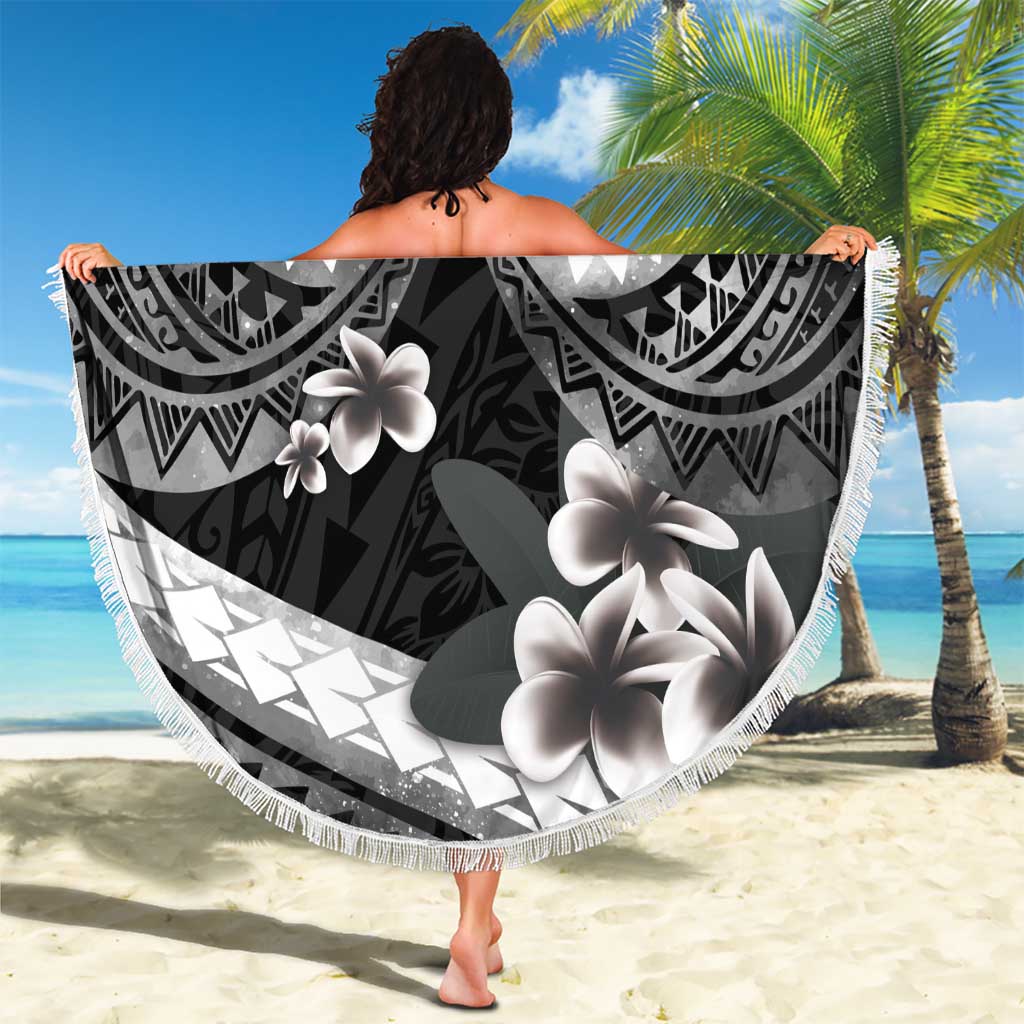 Black Polynesia Beach Blanket Tribal Pattern Tropical Frangipani LT14 - Polynesian Pride