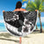 Black Polynesia Beach Blanket Tribal Pattern Tropical Frangipani