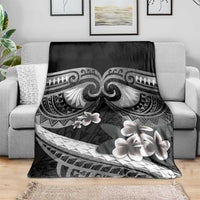 Black Polynesia Blanket Tribal Pattern Tropical Frangipani LT14 - Polynesian Pride