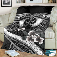 Black Polynesia Blanket Tribal Pattern Tropical Frangipani LT14 - Polynesian Pride