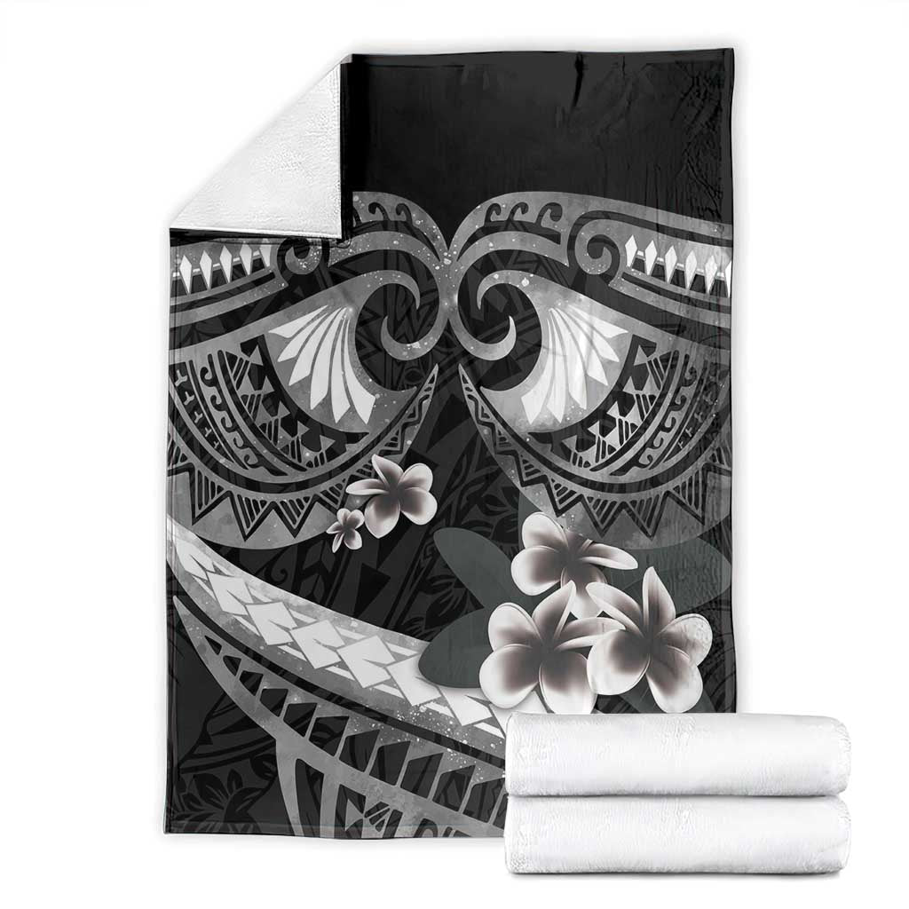 Black Polynesia Blanket Tribal Pattern Tropical Frangipani LT14 - Polynesian Pride