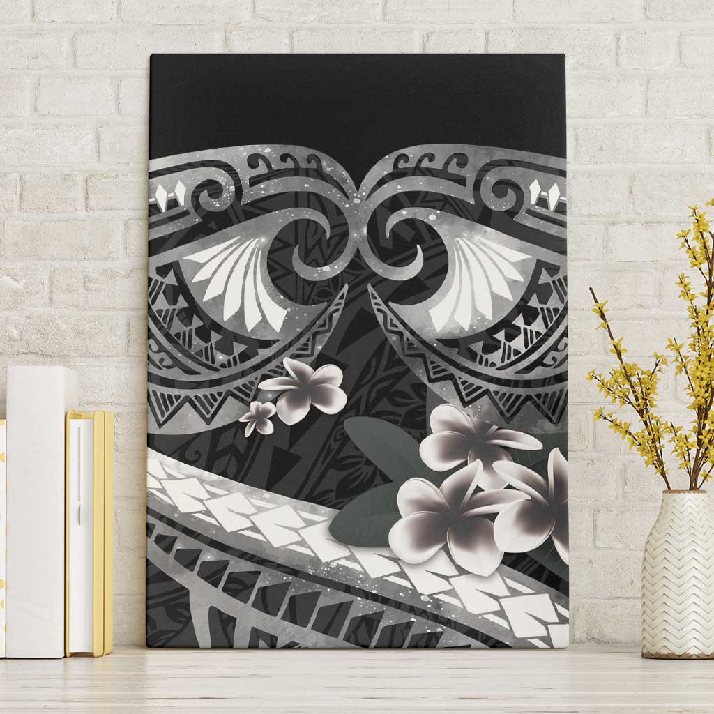 Black Polynesia Canvas Wall Art Tribal Pattern Tropical Frangipani LT14 Without Frame Black - Polynesian Pride