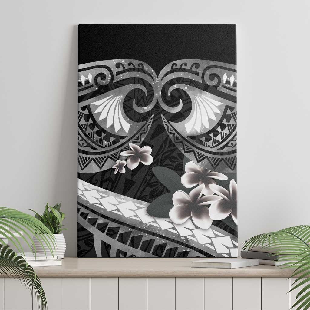 Black Polynesia Canvas Wall Art Tribal Pattern Tropical Frangipani LT14 - Polynesian Pride