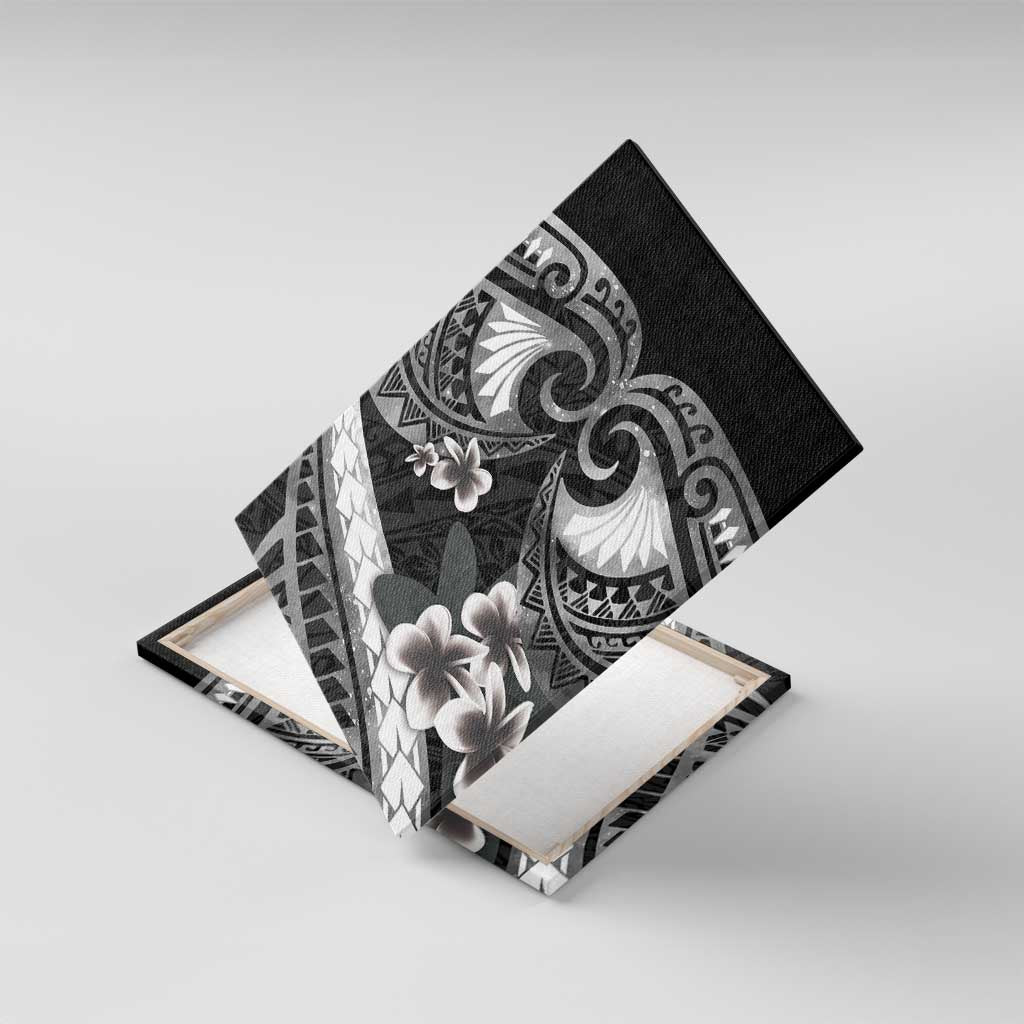 Black Polynesia Canvas Wall Art Tribal Pattern Tropical Frangipani LT14 With Frame Black - Polynesian Pride