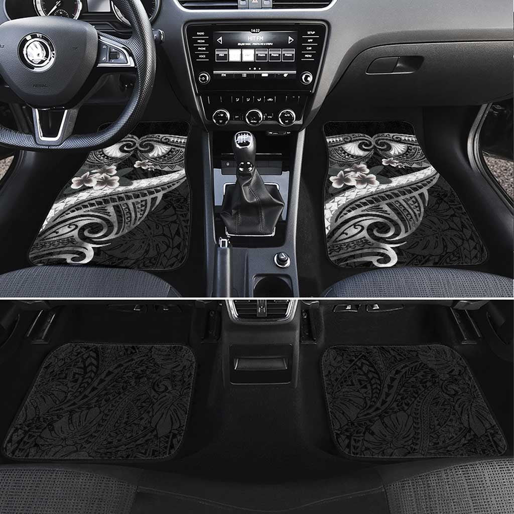 Black Polynesia Car Mats Tribal Pattern Tropical Frangipani LT14 Set 4pcs Black - Polynesian Pride