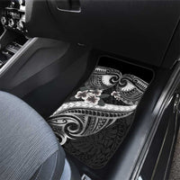 Black Polynesia Car Mats Tribal Pattern Tropical Frangipani LT14 - Polynesian Pride