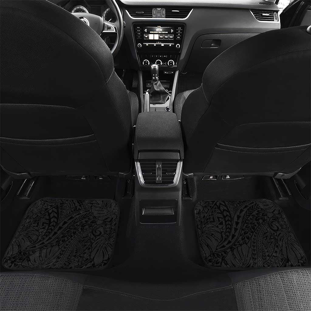 Black Polynesia Car Mats Tribal Pattern Tropical Frangipani LT14 Set 2pcs - Back Black - Polynesian Pride
