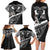 Black Polynesia Family Matching Long Sleeve Bodycon Dress and Hawaiian Shirt Tribal Pattern Tropical Frangipani