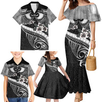 Black Polynesia Family Matching Mermaid Dress and Hawaiian Shirt Tribal Pattern Tropical Frangipani LT14 - Polynesian Pride