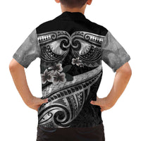 Black Polynesia Family Matching Puletasi and Hawaiian Shirt Tribal Pattern Tropical Frangipani LT14 - Polynesian Pride