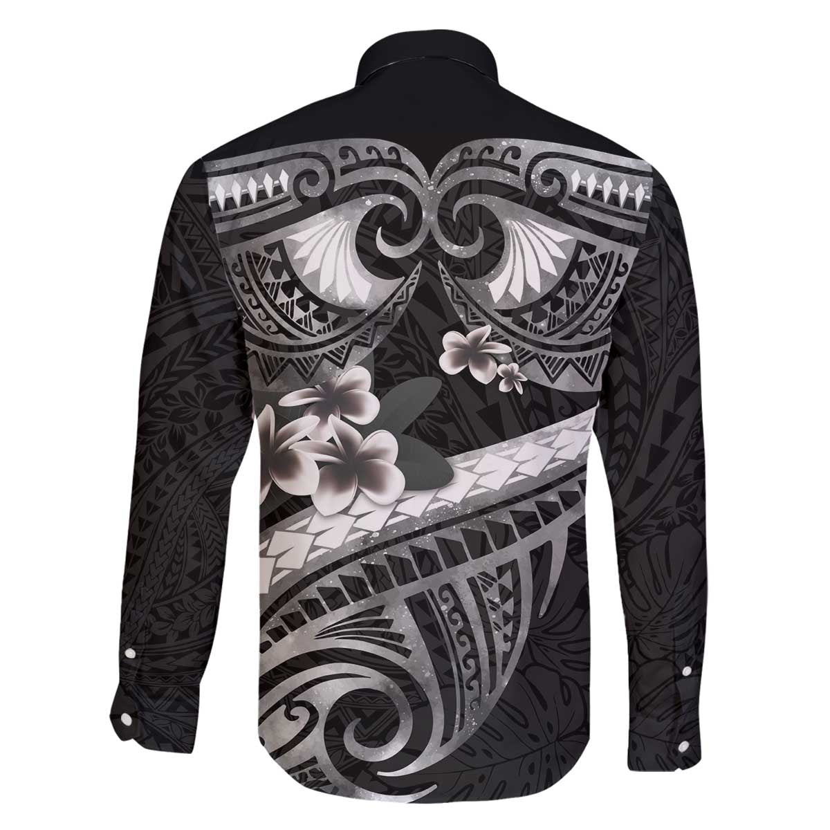 Black Polynesia Family Matching Puletasi and Hawaiian Shirt Tribal Pattern Tropical Frangipani LT14 - Polynesian Pride