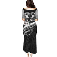 Black Polynesia Family Matching Puletasi and Hawaiian Shirt Tribal Pattern Tropical Frangipani LT14 - Polynesian Pride