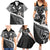 Black Polynesia Family Matching Summer Maxi Dress and Hawaiian Shirt Tribal Pattern Tropical Frangipani