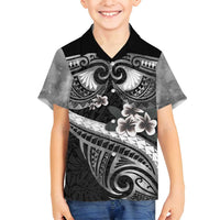 Black Polynesia Family Matching Summer Maxi Dress and Hawaiian Shirt Tribal Pattern Tropical Frangipani LT14 Son's Shirt Black - Polynesian Pride