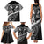 Black Polynesia Family Matching Tank Maxi Dress and Hawaiian Shirt Tribal Pattern Tropical Frangipani