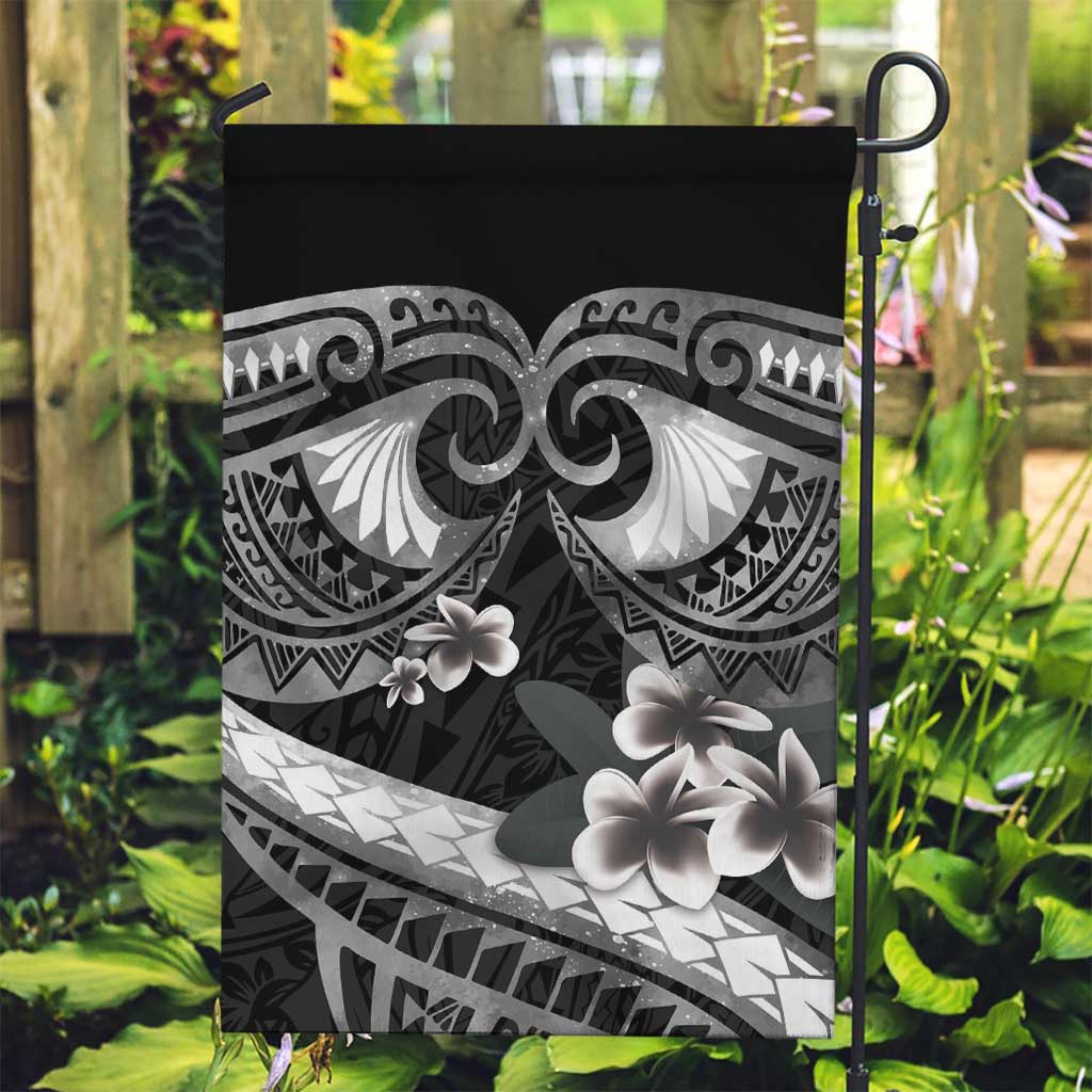 Black Polynesia Garden Flag Tribal Pattern Tropical Frangipani LT14 Garden Flag Black - Polynesian Pride