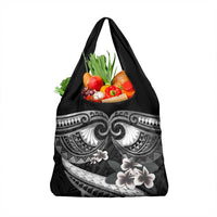 Black Polynesia Grocery Bag Tribal Pattern Tropical Frangipani LT14 1-pack One Size Black - Polynesian Pride