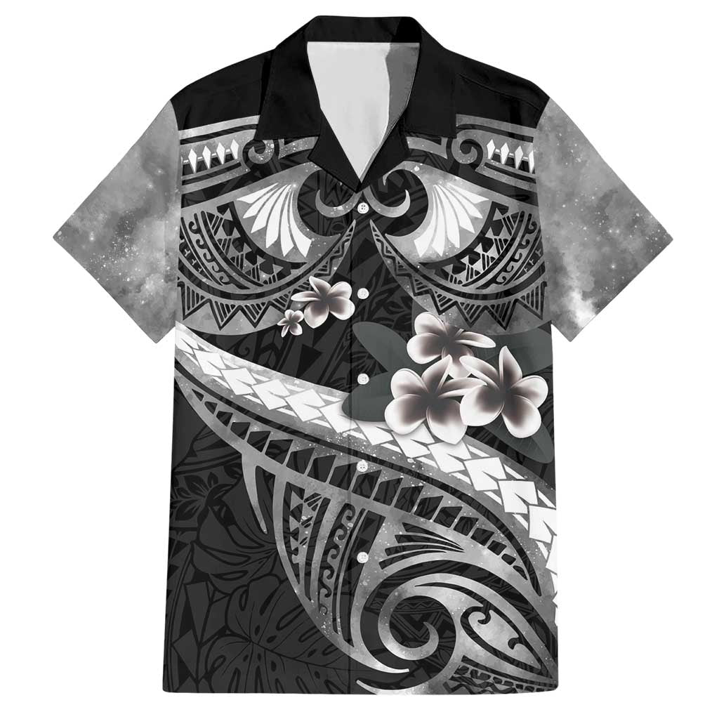 Black Polynesia Hawaiian Shirt Tribal Pattern Tropical Frangipani LT14 Black - Polynesian Pride