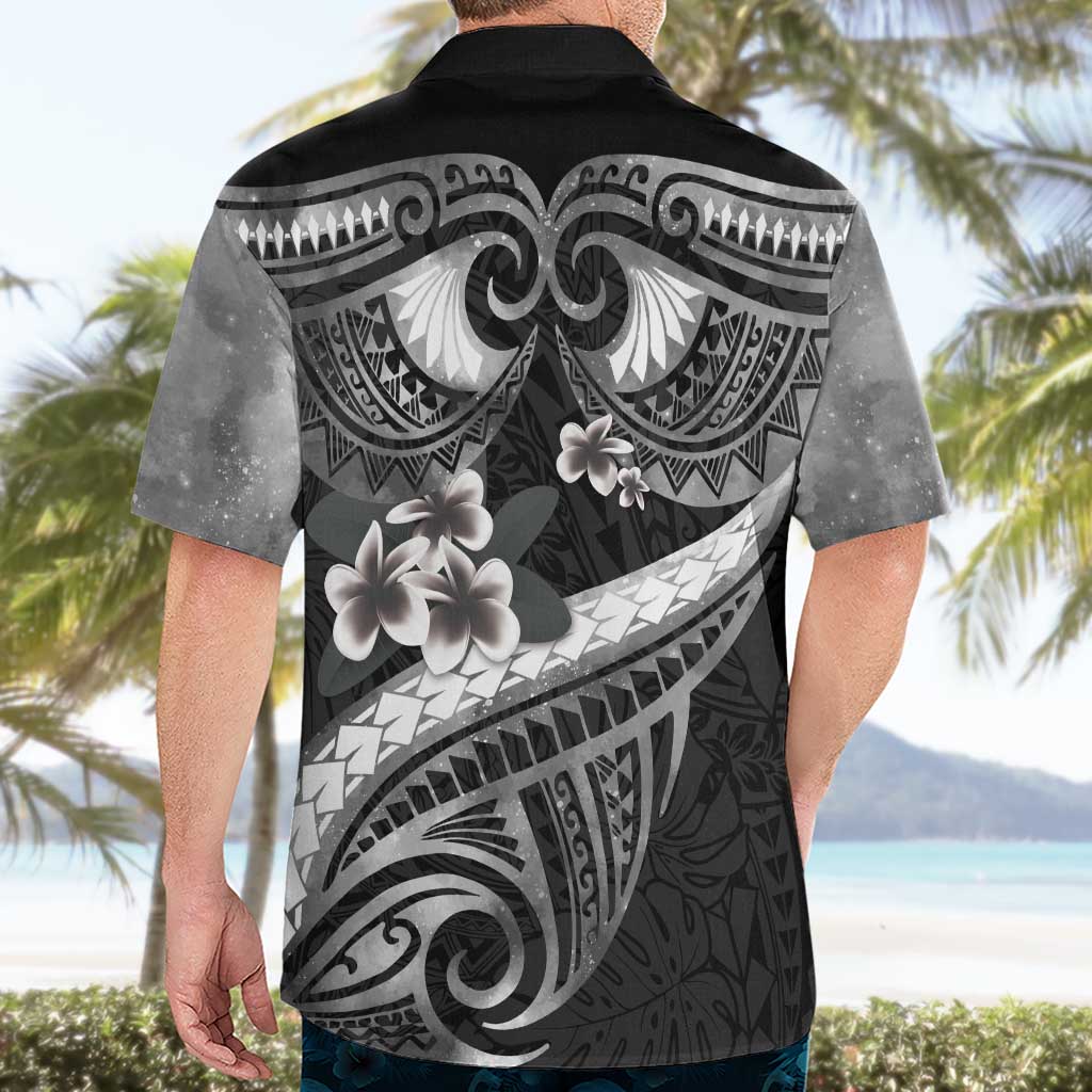 Black Polynesia Hawaiian Shirt Tribal Pattern Tropical Frangipani LT14 - Polynesian Pride