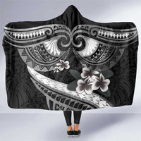 Black Polynesia Hooded Blanket Tribal Pattern Tropical Frangipani LT14 One Size Black - Polynesian Pride
