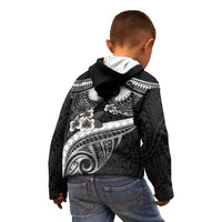 Black Polynesia Kid Hoodie Tribal Pattern Tropical Frangipani