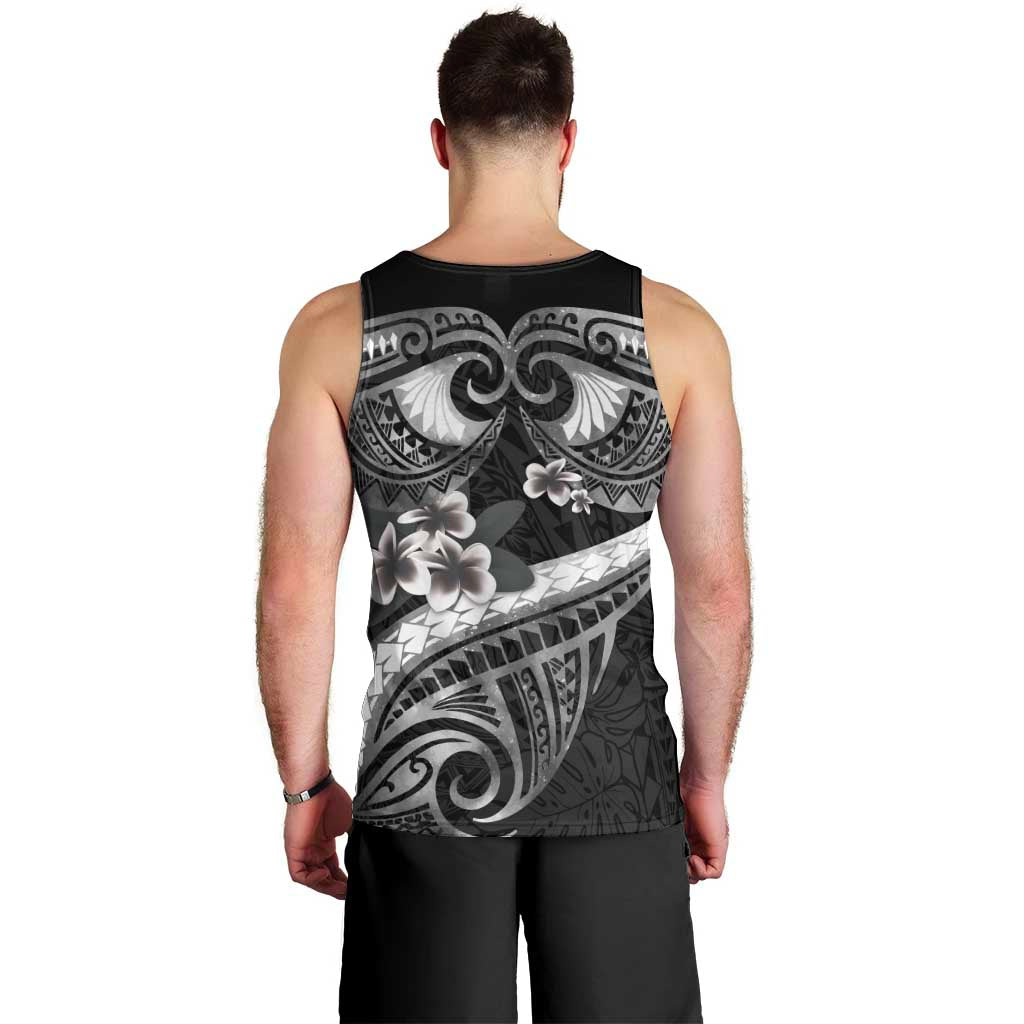 Black Polynesia Men Tank Top Tribal Pattern Tropical Frangipani LT14 - Polynesian Pride