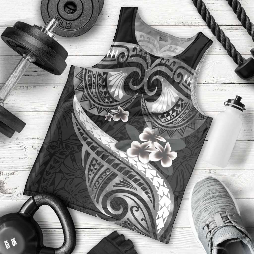 Black Polynesia Men Tank Top Tribal Pattern Tropical Frangipani LT14 - Polynesian Pride
