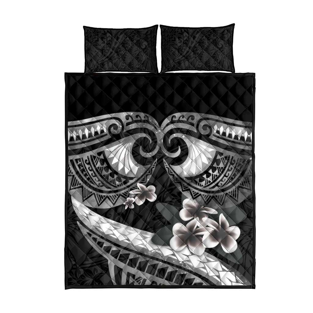 Black Polynesia Quilt Bed Set Tribal Pattern Tropical Frangipani LT14 - Polynesian Pride