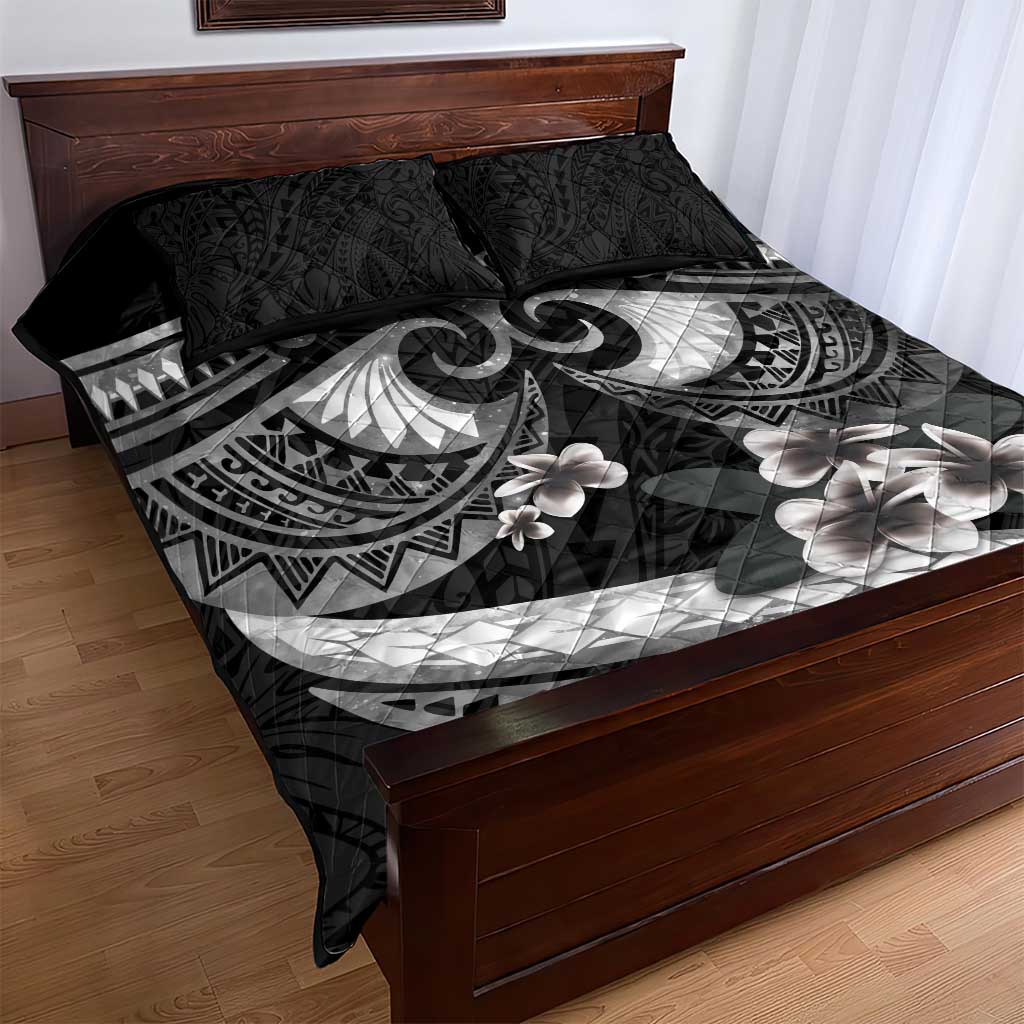 Black Polynesia Quilt Bed Set Tribal Pattern Tropical Frangipani LT14 - Polynesian Pride