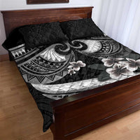 Black Polynesia Quilt Bed Set Tribal Pattern Tropical Frangipani LT14 - Polynesian Pride