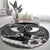 Black Polynesia Round Carpet Tribal Pattern Tropical Frangipani