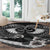 Black Polynesia Round Carpet Tribal Pattern Tropical Frangipani