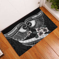 Black Polynesia Rubber Doormat Tribal Pattern Tropical Frangipani LT14 - Polynesian Pride