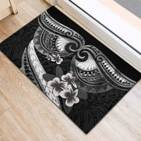 Black Polynesia Rubber Doormat Tribal Pattern Tropical Frangipani LT14 - Polynesian Pride