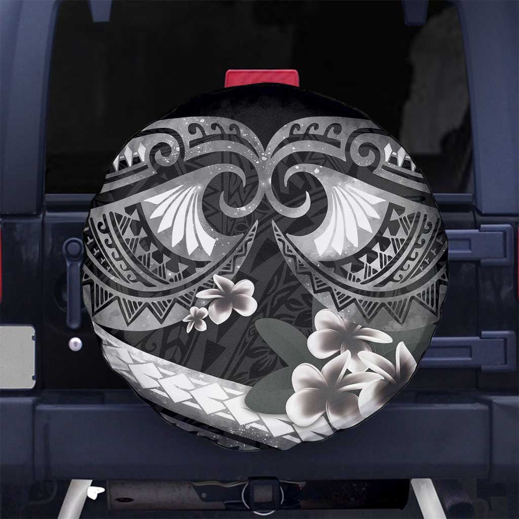 Black Polynesia Spare Tire Cover Tribal Pattern Tropical Frangipani LT14 - Polynesian Pride