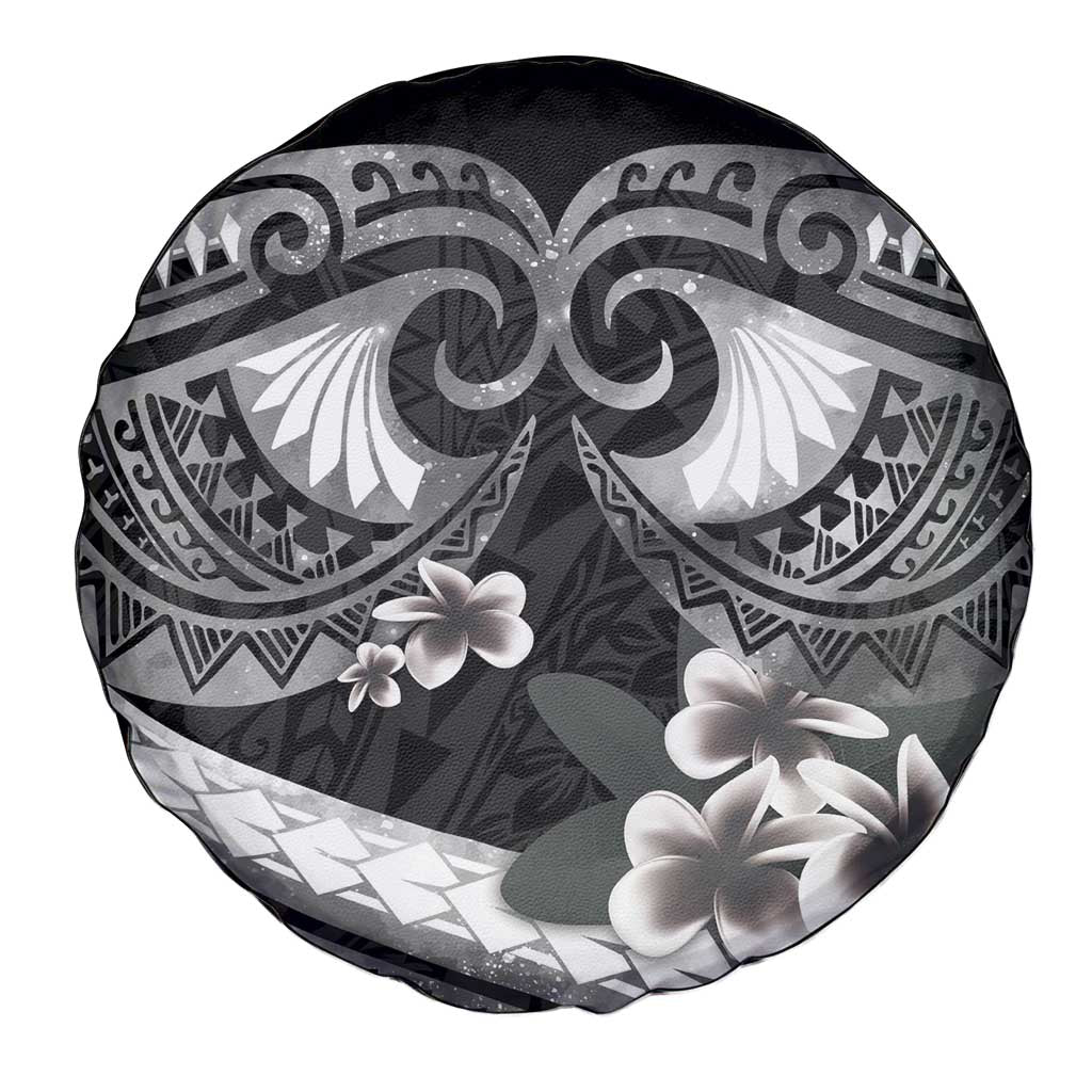 Black Polynesia Spare Tire Cover Tribal Pattern Tropical Frangipani LT14 - Polynesian Pride